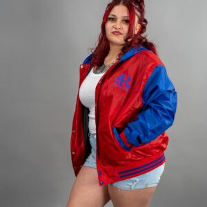 Nylon Hooded Varsity Letterman Jacket