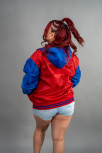 Nylon Hooded Varsity Letterman Jacket