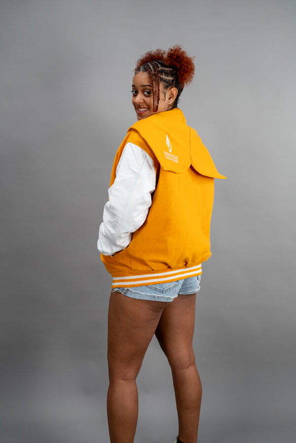 Zipper Hooded Varsity Letterman Jacket